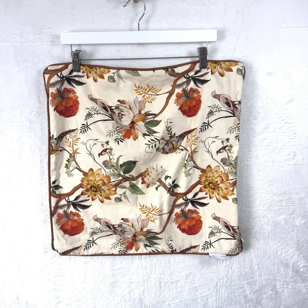 Atelier Nicole Miller Botanical Bird Floral Pillow Cover Accent‎ 20